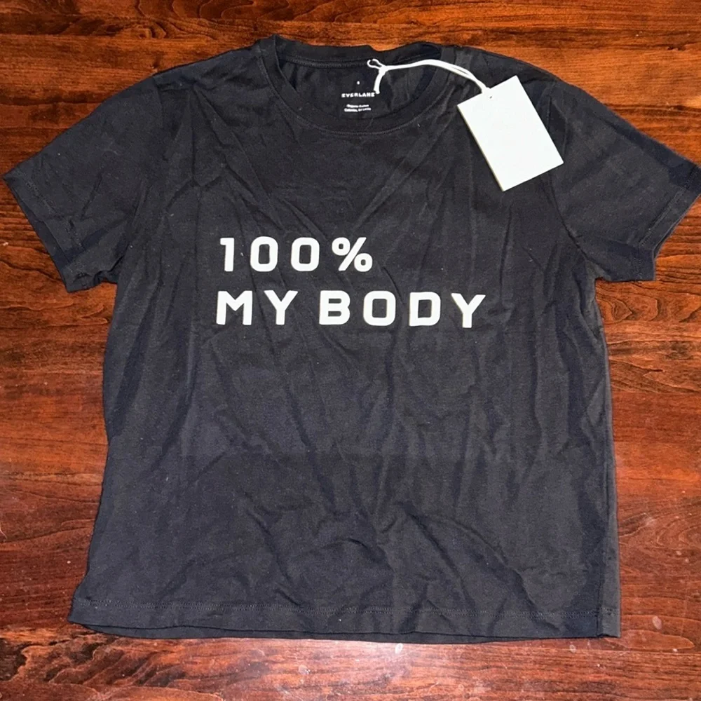 Everlane The 100% My Body Box-Cut Black Short Sleeve Tee  NWT - Picture 2 of 3